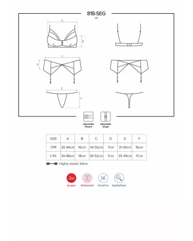 Photo de l'ensemble 3 pièces noir 818-SEG-1 Obsessive, lingerie élégante et séduisante-7