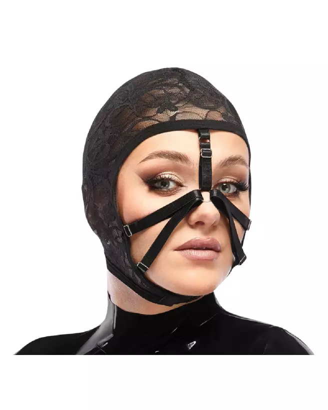 Masque de tête Bad Kitty en cuir pour jeux de rôle et soirées érotiques-2