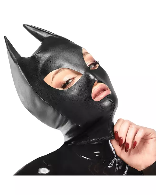 Masque de tête Bad Kitty en latex pour jeux de rôle et soirées costumées-3