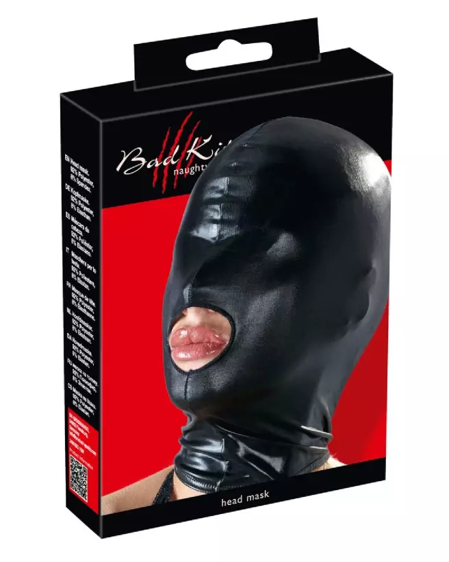 Masque tête noir Bad Kitty pour jeux de rôle et soirées à thème-1
