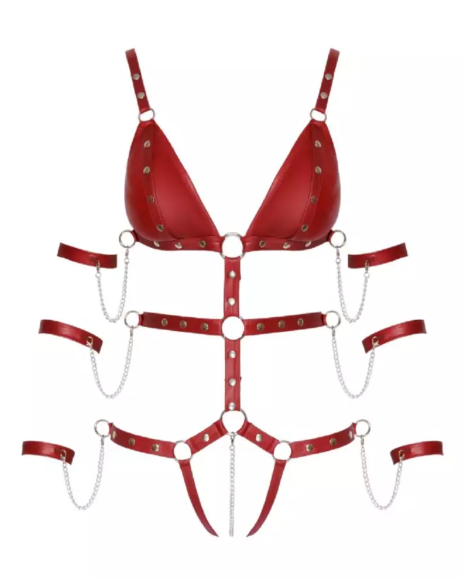 Photo du harnais Bad Kitty Strap Body rouge taille XL, lingerie érotique et sensuelle-7