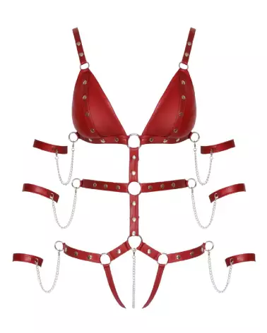 Photo du harnais Bad Kitty Strap Body rouge taille XL, lingerie érotique et sensuelle-7