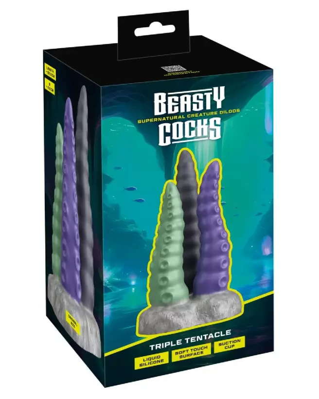 Image du Beasty Cocks Triple Tentacle, sextoy créatif à trois tentacules-1