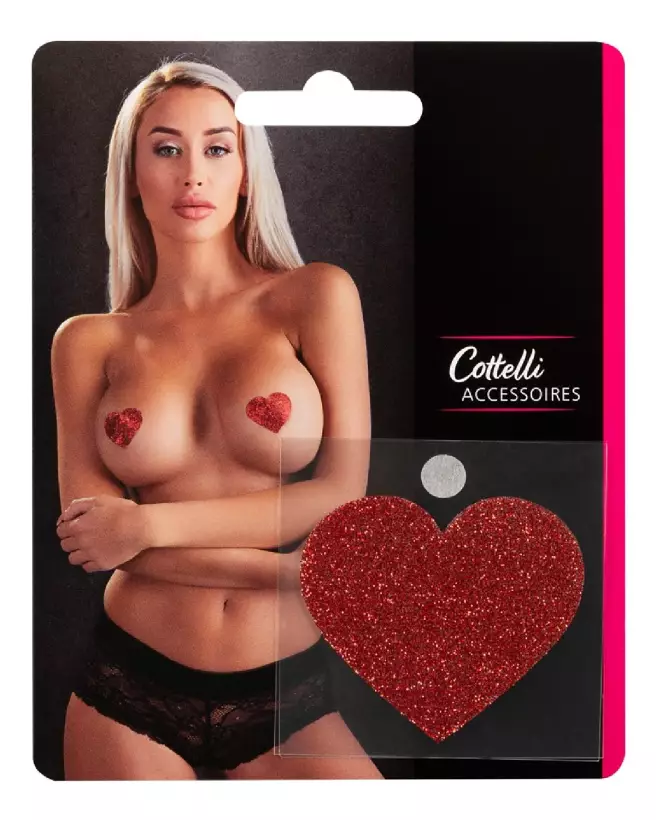 Cache-tétons en forme de coeur Cottelli Accessoires, stickers intimes et séduisants-1