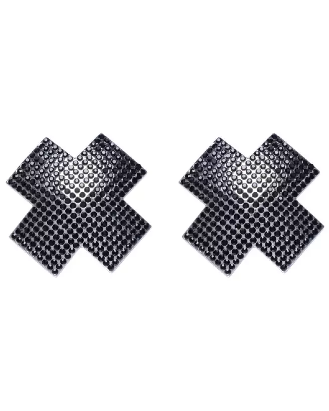 Cache-tétons noirs croisés Cottelli ACCESSOIRES, bijou de mamelon élégant-5