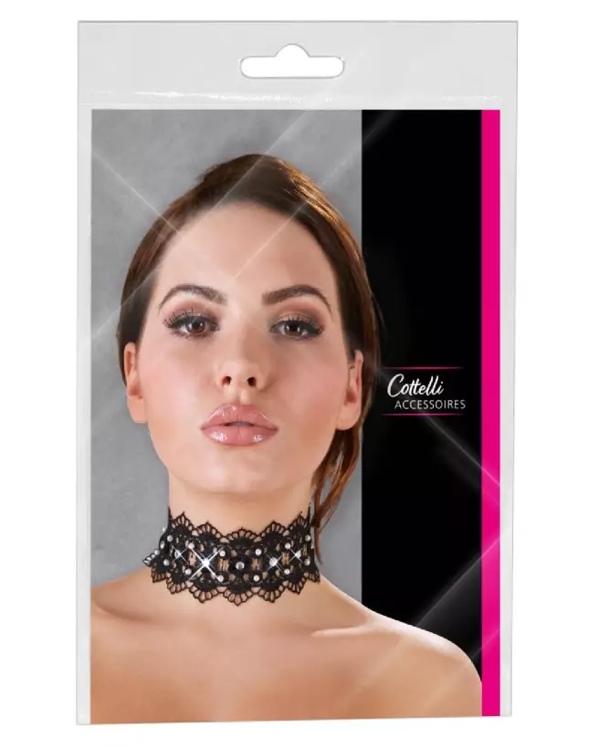 Collier Choker Cottelli brodé avec strass pour animaux-1