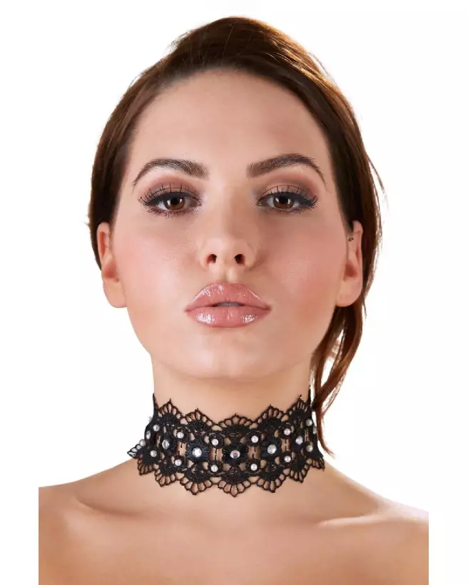 Collier Choker Cottelli brodé avec strass pour animaux-3