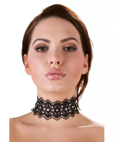 Collier Choker Cottelli brodé avec strass pour animaux-3