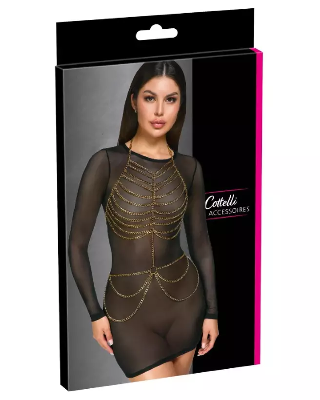 Body Chain Gold élégant de Cottelli ACCESSOIRES, bijou de corps doré chic-1