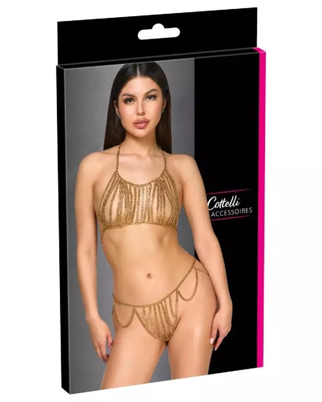 Top Set Chain Gold par Cottelli ACCESSOIRES, bijou de corps élégant en or-1