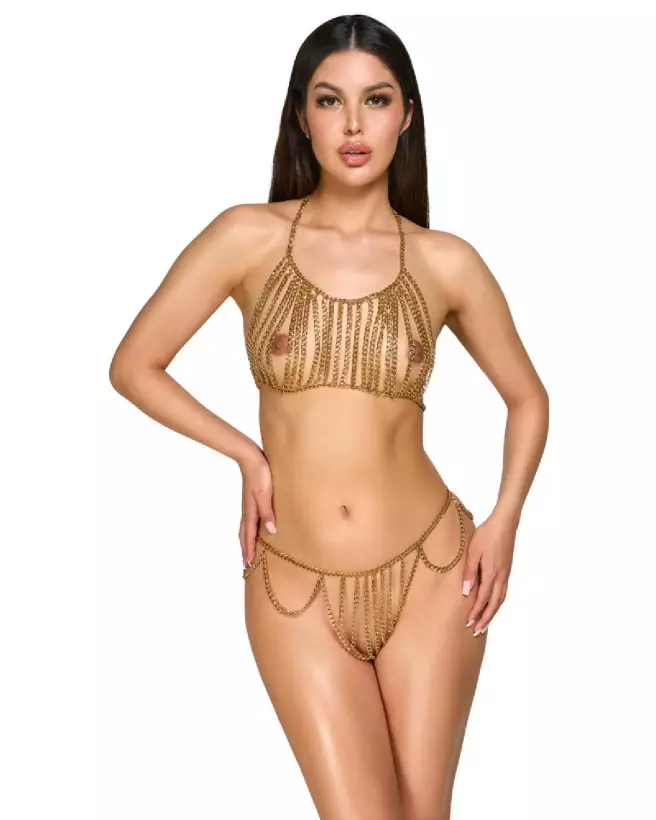 Top Set Chain Gold par Cottelli ACCESSOIRES, bijou de corps élégant en or-3
