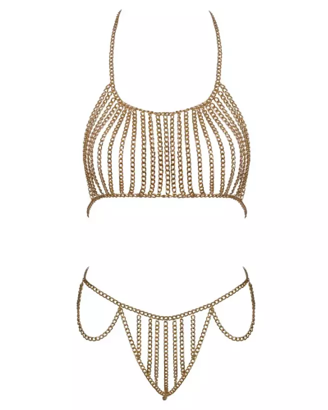 Top Set Chain Gold par Cottelli ACCESSOIRES, bijou de corps élégant en or-5