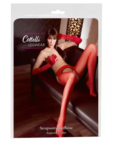 Collants rouges sexy Cottelli LEGWEAR taille S/M pour un style élégant et séduisant-1