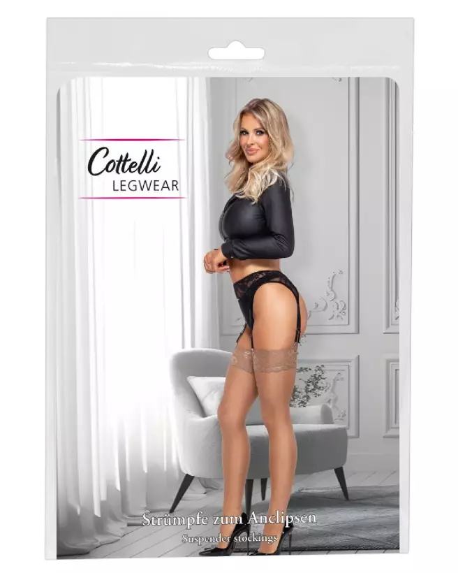 Stockings Nude L de Cottelli LEGWEAR, collants transparents taille large pour élégance quotidienne-1