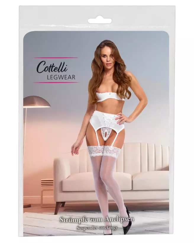 Collants blancs Cottelli LEGWEAR taille M pour femme, élégance et confort-1