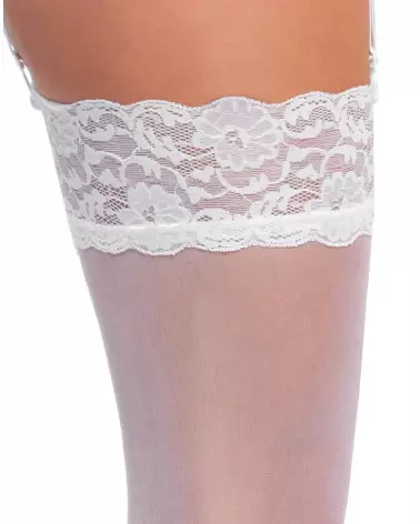 Stockings White Taille L Cottelli LEGWEAR - Collants Blancs Élégants et Confortables-6