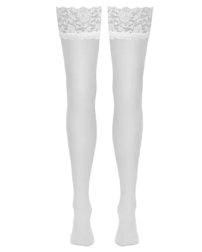Stockings White Taille L Cottelli LEGWEAR - Collants Blancs Élégants et Confortables-7