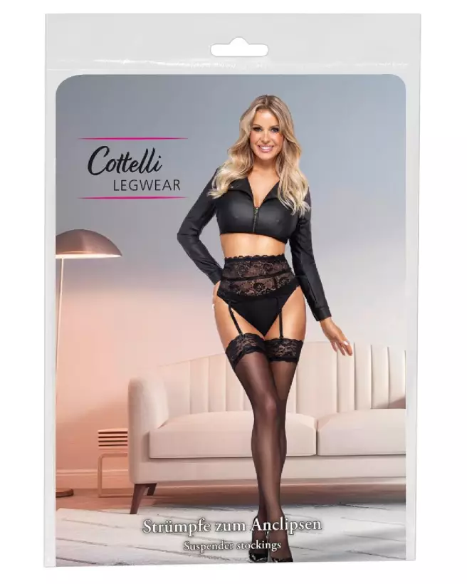 Collants noirs Stockings Cottelli LEGWEAR taille M pour élégance quotidienne et occasions spéciales-1