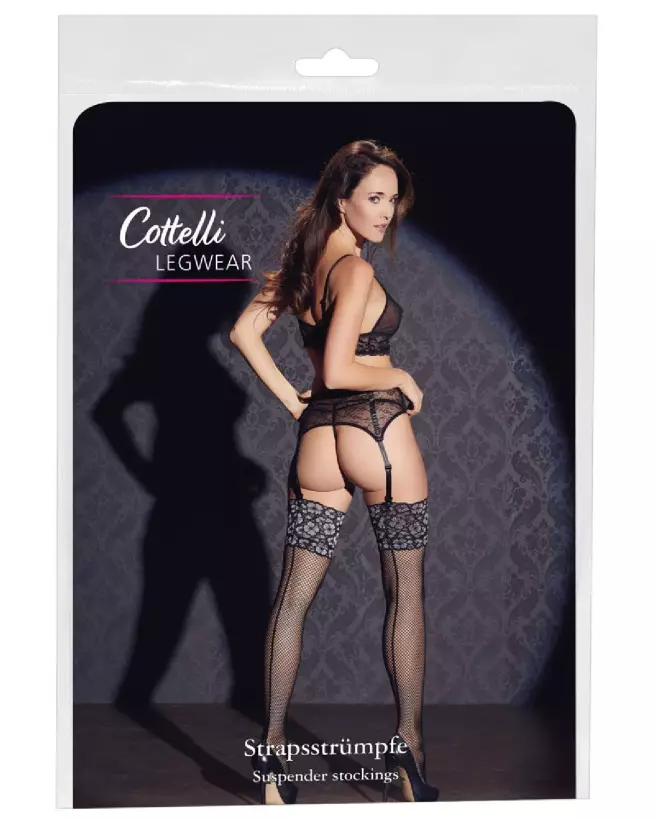 Collants en dentelle Stockings Lace S/M de Cottelli LEGWEAR, confort et élégance-1