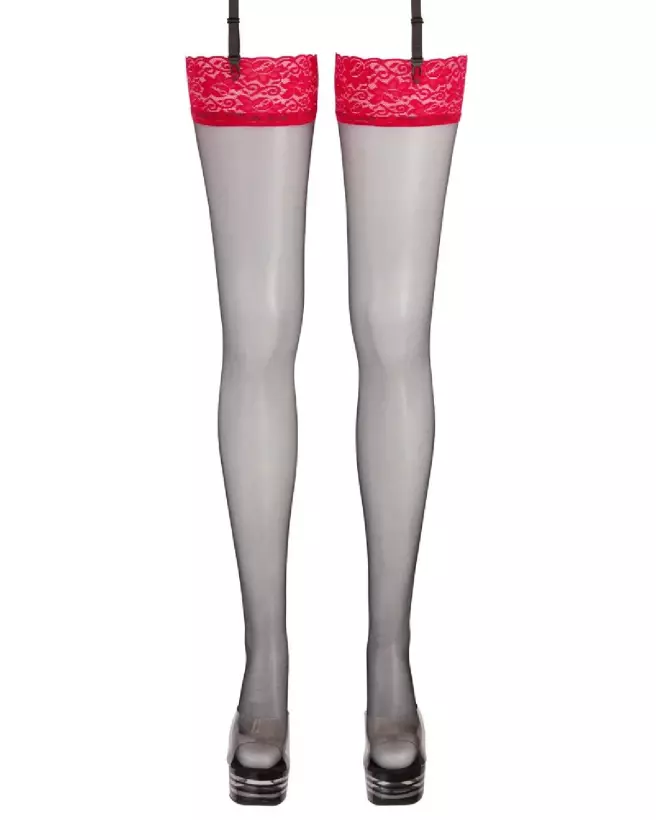 Collants Cottelli LEGWEAR Stockings Black/Red 3 élégants et séduisants-5