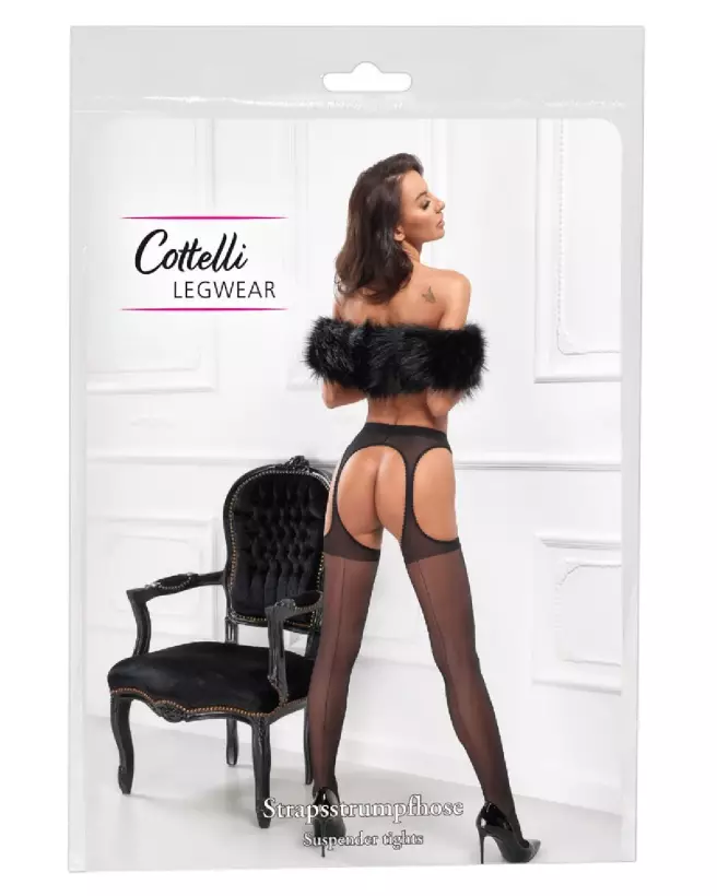 Collants Suspender Stockings Noir 3 de Cottelli LEGWEAR - Élégance et Confort-1