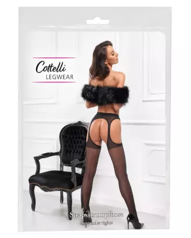 Suspender Stockings Black 2 de Cottelli LEGWEAR, collants élégants et confortables-1