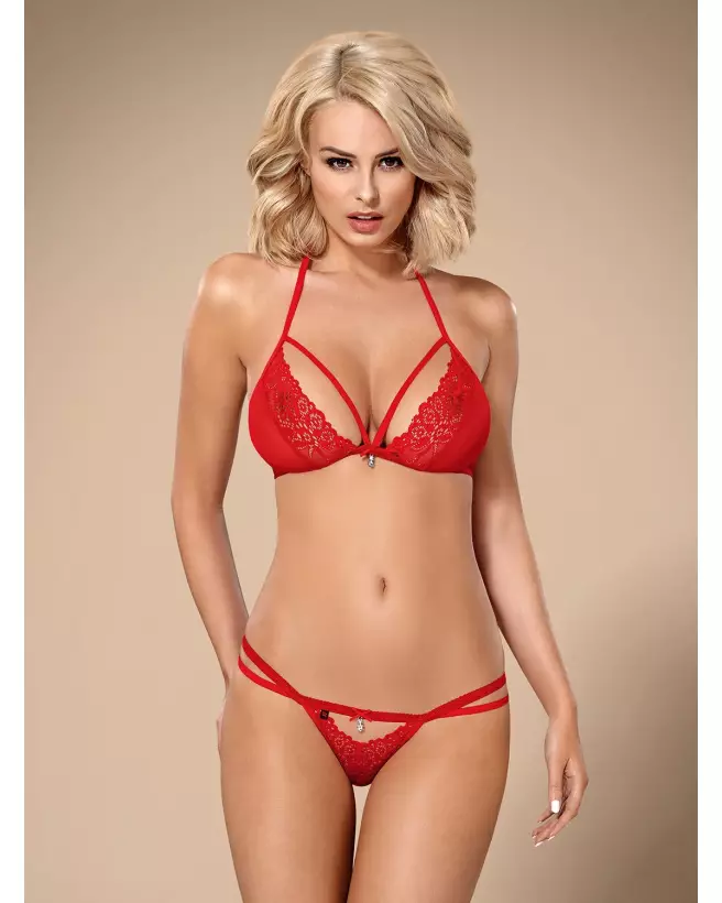 Ensemble Obsessive 838-SET-3 rouge, lingerie fine deux pièces, style séduisant et élégant-3