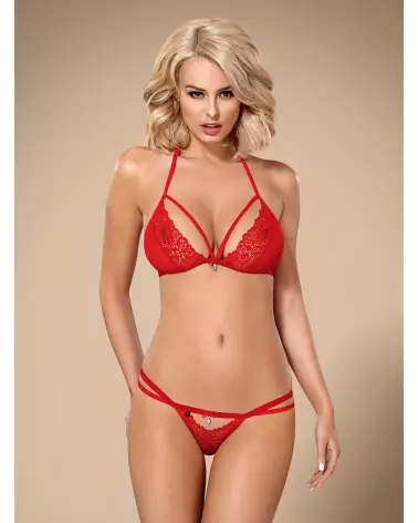 Ensemble Obsessive 838-SET-3 rouge, lingerie fine deux pièces, style séduisant et élégant-3