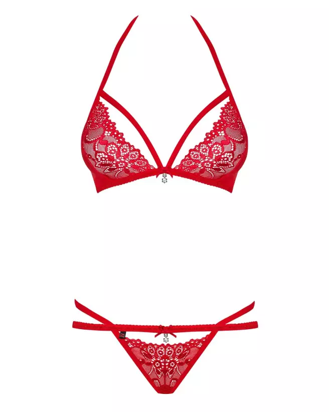 Ensemble Obsessive 838-SET-3 rouge, lingerie fine deux pièces, style séduisant et élégant-5