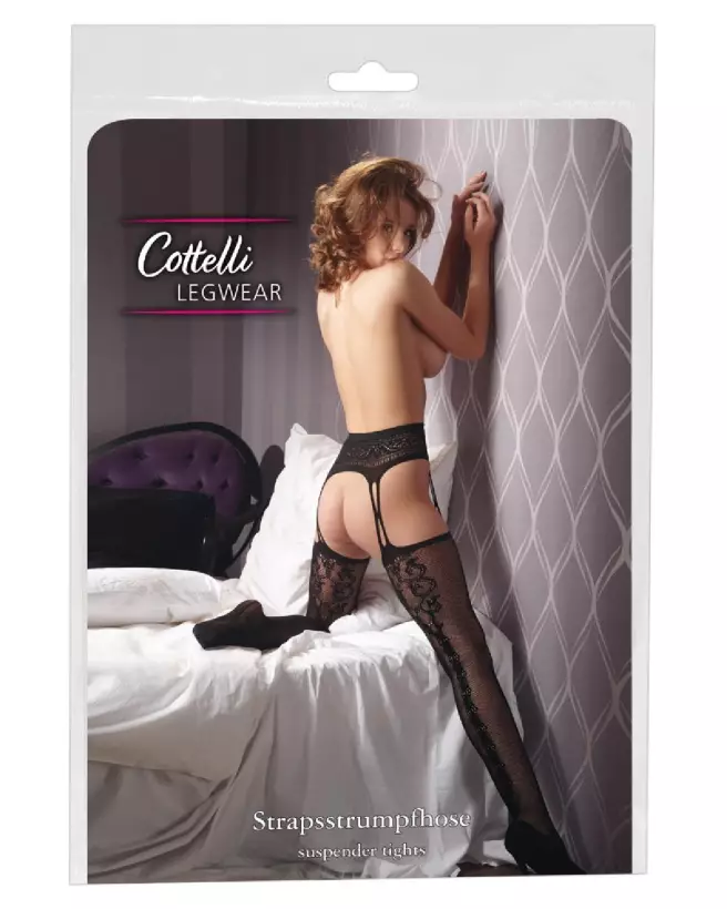 Image des Susp. Straps + Stockings S/M de Cottelli LEGWEAR, collants sexy et élégants-1