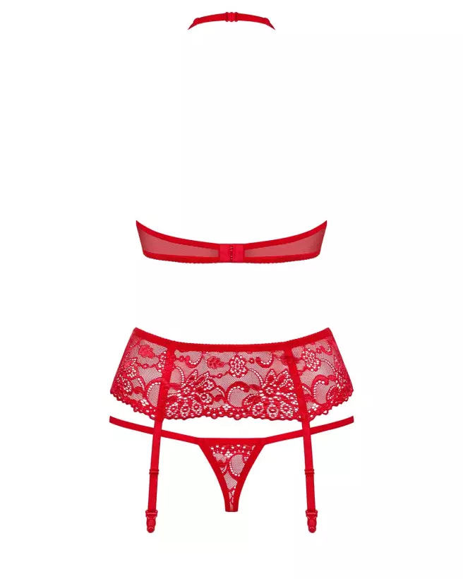 Photo ensemble lingerie Obsessive 838-SEG-3 rouge trois pièces-6