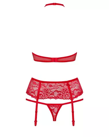 Photo ensemble lingerie Obsessive 838-SEG-3 rouge trois pièces-6