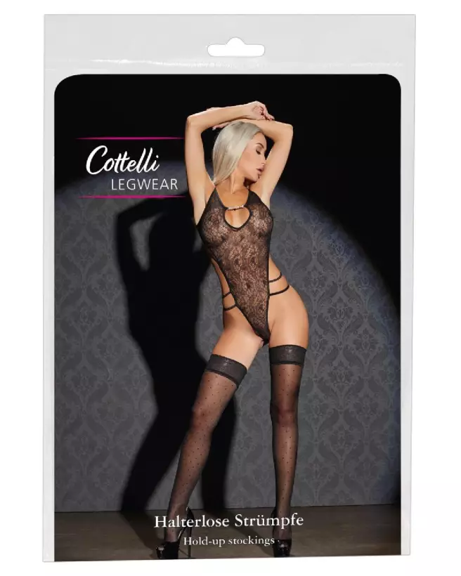Hold-up Stockings Dots 5 de Cottelli LEGWEAR, collants à pois élégants-1