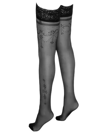 Collants noirs autoportants Cottelli LEGWEAR Hold-Up Stockings Black 5 élégants et confortables-4