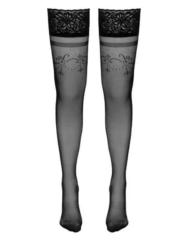 Collants noirs autoportants Cottelli LEGWEAR Hold-Up Stockings Black 5 élégants et confortables-5