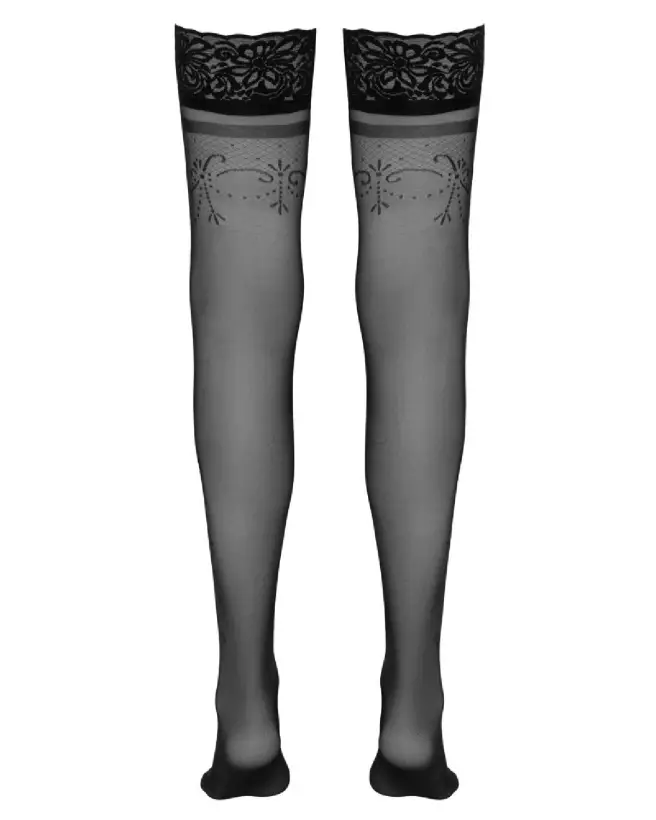 Collants noirs autoportants Cottelli LEGWEAR Hold-Up Stockings Black 5 élégants et confortables-6