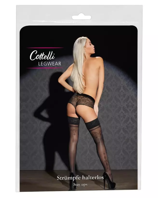Image des collants Hold-up Stockings Black 2 de Cottelli LEGWEAR, élégants et confortables avec bande silicone-1