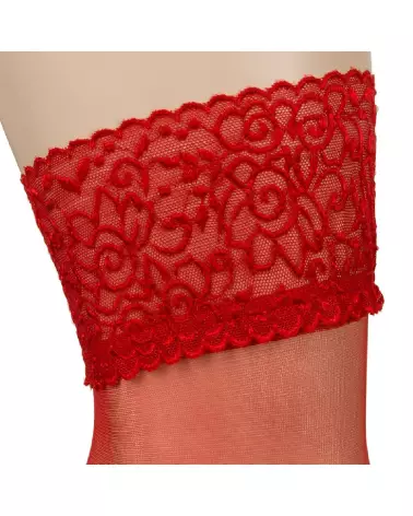 Collants Hold-up Stockings Red 4 de Cottelli LEGWEAR en rouge, élégants et confortables-5