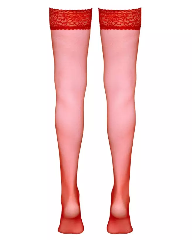 Collants Hold-up Stockings Red 4 de Cottelli LEGWEAR en rouge, élégants et confortables-7