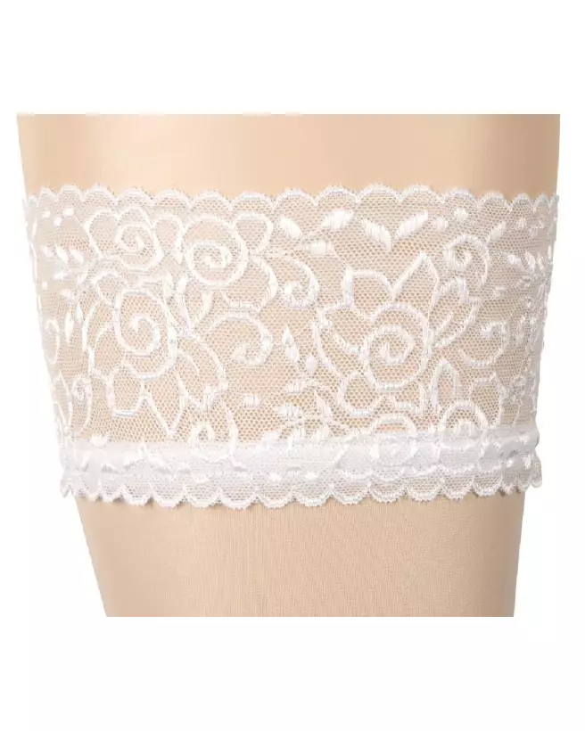 Hold-Up Stockings White 2 de Cottelli LEGWEAR - Collants Blancs Élégants et Confortables-5