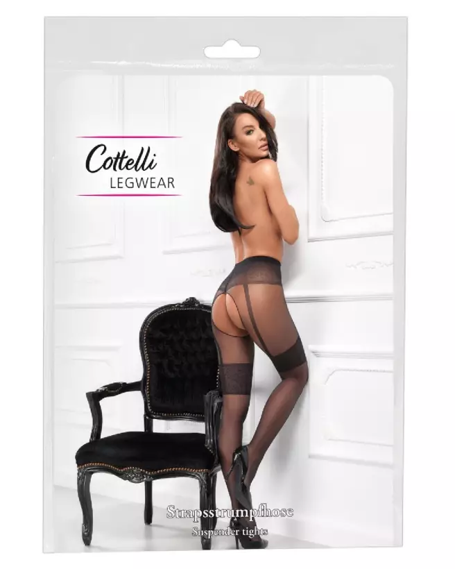Image des Crotchless Tights 2 de Cottelli LEGWEAR, collants ouverts et séduisants-1