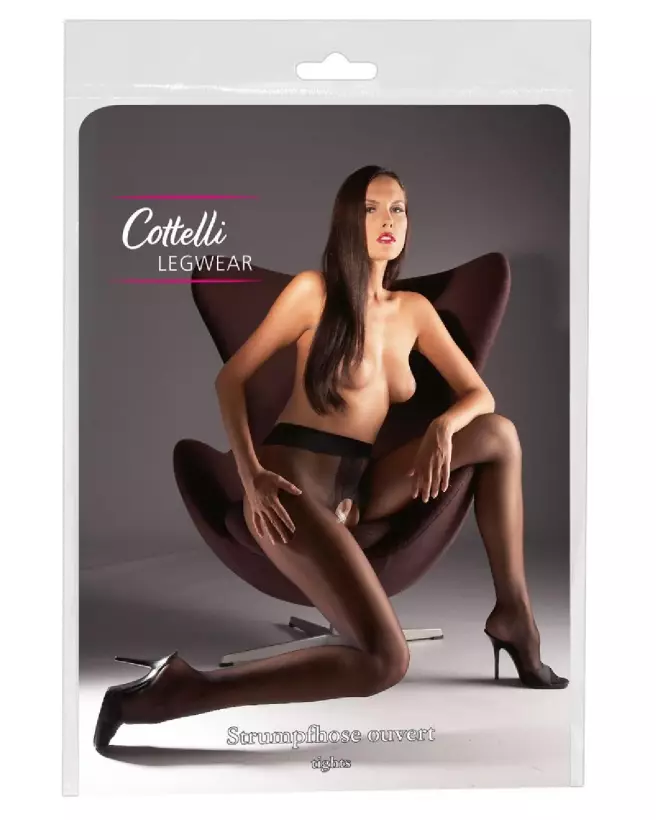 Collants Ouverts Noirs Crotchless Tights Black 5 de Cottelli LEGWEAR-1