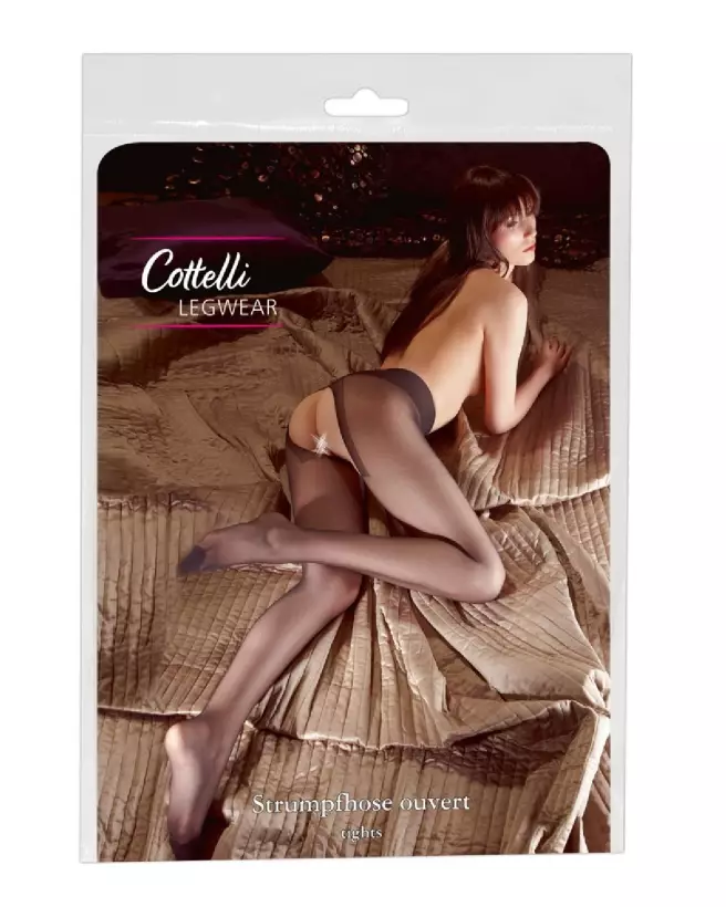 Collants noirs ouverts Crotchless Tights Black 2 de Cottelli LEGWEAR-1