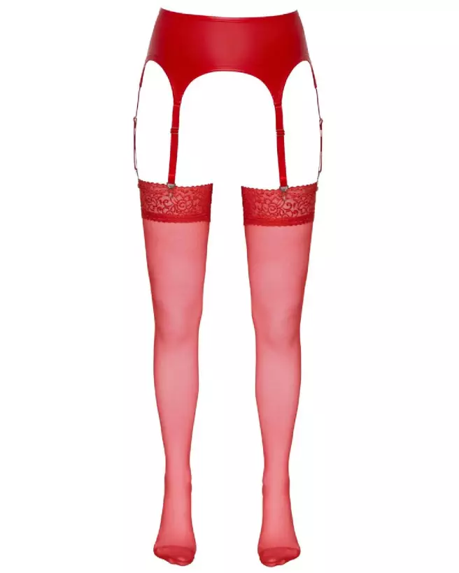 Collants Stockings Red 5 de Cottelli LEGWEAR en rouge élégant-4