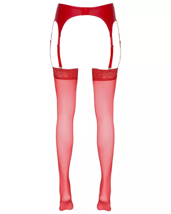 Photo de collants Stockings Red 4 Cottelli LEGWEAR, lingerie rouge élégante-5