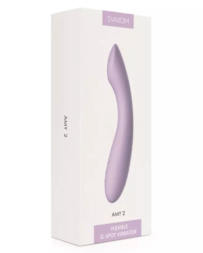 Image du vibromasseur Amy 2 Pastel Lilac de SVAKOM, stimulateur point G en silicone doux et ergonomique-1