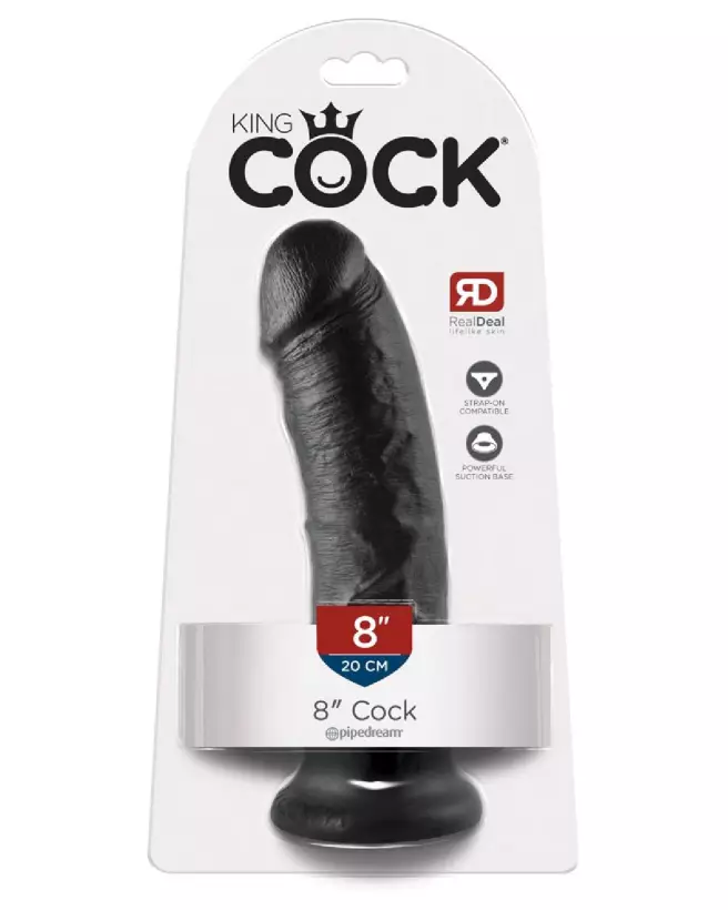 King Cock 8 inch Black sextoy réaliste noir pour une expérience intime authentique-1