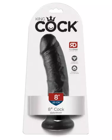King Cock 8 inch Black sextoy réaliste noir pour une expérience intime authentique-1