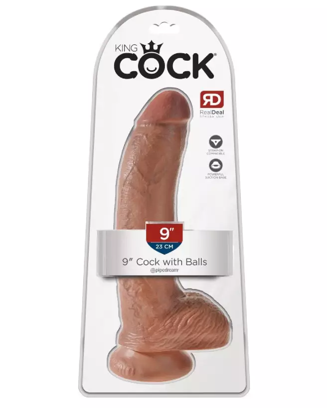 King Cock 9 inch Balls Tan sextoy réaliste avec texture veineuse et testicules-1