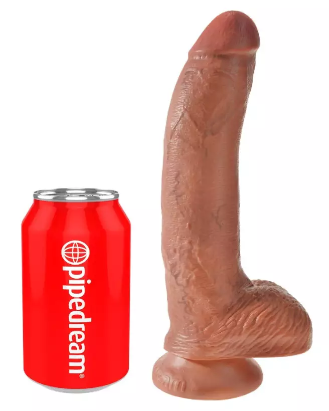 King Cock 9 inch Balls Tan sextoy réaliste avec texture veineuse et testicules-2